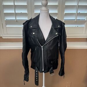 Vintage Body Equip Women's Size M Leather Motorcycle Jacket Black 80s Biker Punk